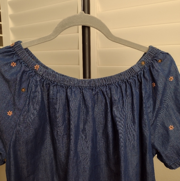 SKYLINE COLLECTION CUTE JEAN LIKE SHOULDER TOP - Picture 2 of 6